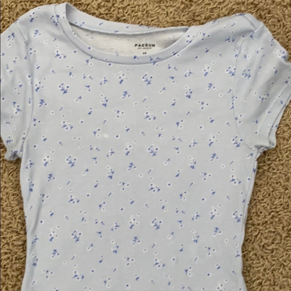 Blue flowered shirt